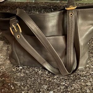 Green Fields Black Leather Handbag